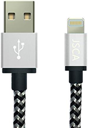 iPhone Cable 1m / 3ft JSCA Nylon Braided Lightning Cable/ iPhone Charger Cable for iPhone 6 / 6s / 6 plus / 6s plus / 5 / 5s / 5c / SE / 7 / 7 plus - 1 m (3.3ft) - Gray