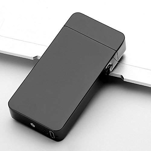 USB Elektronisches Feuerzeug Dual Lichtbogen Aufladbar Winddicht (Schwarz) - 2