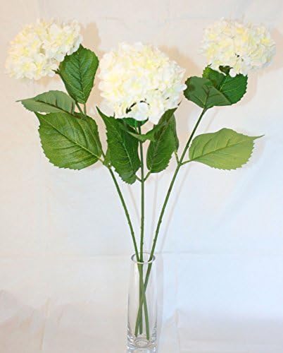 Artificial 69cm 3 x Single Stem Hydrangea Flower - Cream
