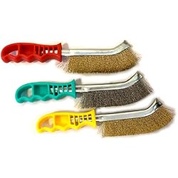 Kibros 3LOTSPIV1 | Lot de 3 brosses à main métalliques convexes | 1 brosse acier | 1 brosse inox | 1 brosse laiton | Brossage et nettoyage des surfaces métalliques | SKRIB
