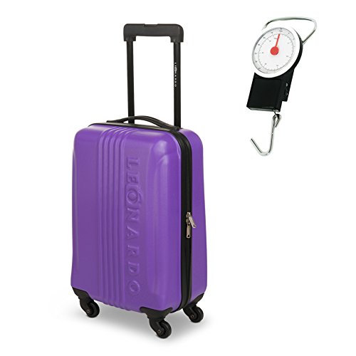 Preisvergleich Produktbild Leonardo Koffer Lila & Kofferwaage Reisegepäck Trolley Handgepäck Hardschale Boardcase