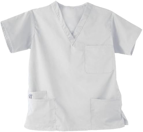 GelScrubs Women's 5 Pocket Top, White, Large