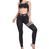 Material: 90% Polyester und 10% Spandex; Frauen Sportbekleidung sind aus hochwertigem Material, Schweißabsorption, leicht, stretch, hautfreundlich, bieten maximalen Komfort.