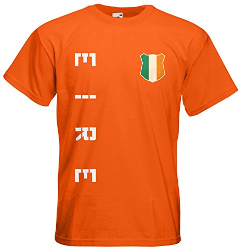 AkyTEX Irland Eire EM 2016 T-Shirt Trikot Name Nummer (Orange, XXL)