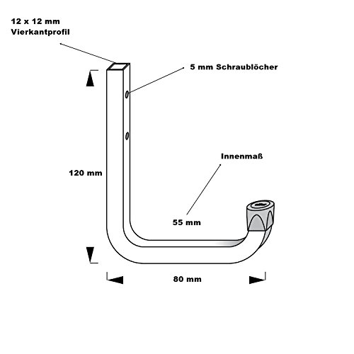 10 Stk. GedoTec® Wandhaken Montagehaken Allzweckhaken aus Stahl | 80 x 120 mm | Stahl verzinkt | Tragkraft 80 kg | Universalhaken – Kellerhaken oder Garagenhaken uvm. | verstärkte Ausführung mit Quadratrohr | Markenqualität für Ihren Wohnbereich - 5