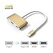 Price comparison product image AIFFECT USB 3.0 Type C Auf HDMI 3 in 1 Hub, Mit USB C Ladeanschluss Und Standard USB 3.0 Port Fur Das Neue Macbook 12 Zoll und Andere Type C Gerate - Gold