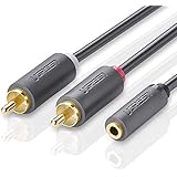 Ugreen 3.5mm Stereo jack Female to 2RCA Male Audio Cable 20CM for connecting iPod, iPhone, iPad, smartphones, tablets and mp3 players,MP3,Home theater Gold Plated