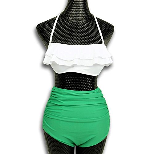 SSITG Damen Vintage Hohe Taille Bikini Retro Badeanzug Bikini Bademode Badebekleidung - 3