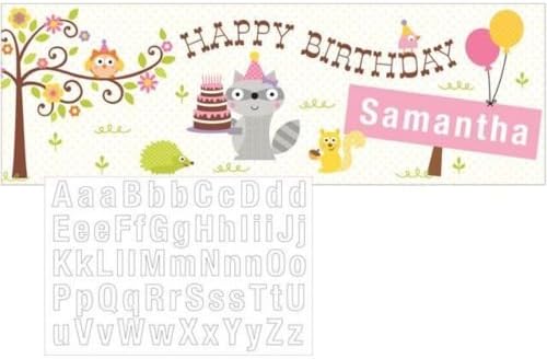 Happi Woodland Girl Happy Birthday Giant Banner with Stickers to Personalise