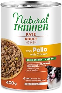 Natural Trainer Medium-Maxi Cibo Umido per Cani Adulti - Paté con Pollo 12 x 400g
