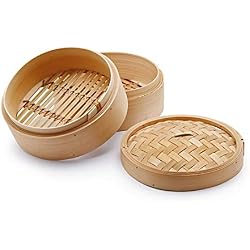 CHIO Cuiseur à Vapeur, Bambou, Beige, 20 cm, 3 Pièces