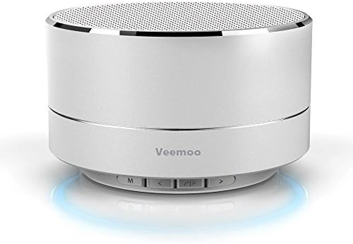 Mini Wireless Bluetooth Speaker, Veemoo Portable Stereo Speakers with Microphone Support Handsfree /FM Radio /TF Card - Silver