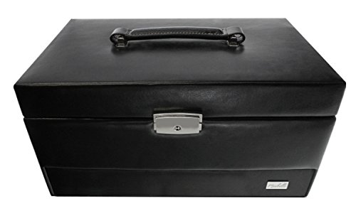 Miabelle Schmuckkasten Schmuckschatulle Schmuckkoffer mit Spiegel Schwarz - MIAP68005