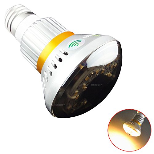 TEKMAGIC WIFI Bombilla Espejo Cámara Espía 16GB Detección de Movimiento Grabadora de Vídeo Videocámara de Interior para Android iOS Vista Remota