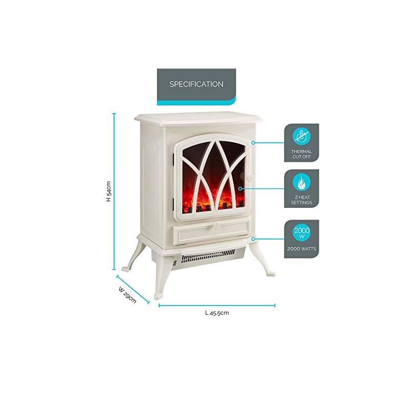 Zennox 2000W Electric Stove Fire Place, Portable Free Standing Heater