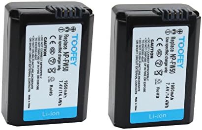 TOOFEY® 2x NP-FW50 Replacement Li-ion Battery for Sony Alpha 7 7R 7R II 7S a7R a7S a7R II a5000 a5100 a6000 a6300 NEX-7 SLT-A37 DSC-RX10 DSC-RX10 II III 7SM2 ILCE-7R 7S QX1 5100 6000 Digital Camera, VG-C1EM VG-C2EM Grip