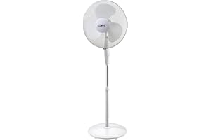 EDM 33510 Ventilador de Pie con Base Circular 45W, Blanco, 40x110-130 cm