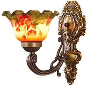 European oil paintings flowers idyllic glass wall lamp living room bedroom bedside aisle wall lamp ( PATTERN : B )