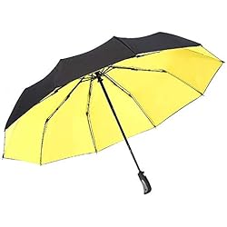 Easy Go Shopping Parasol Compact à Parapluie Pliant Automatique avec Protection UV à 95% pour Sun Rain Portable Parapluie (Color : Jaune, Size : Libre)