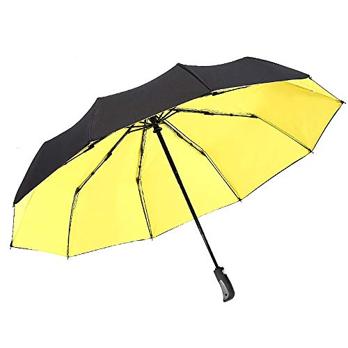 Easy Go Shopping Parasol Compact à Parapluie Pliant Automatique avec Protection UV à 95% pour Sun Rain Portable Parapluie (Color : Jaune, Size : Libre)