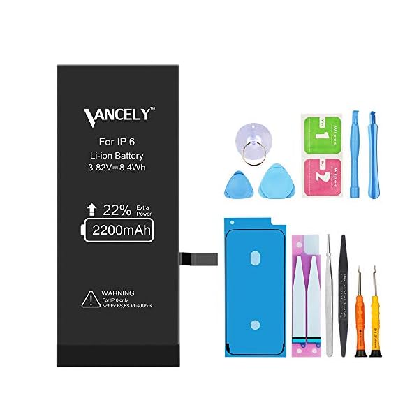VANCELY Akku für iPhone 2200mAh, Ersatzakku mit hoher Kapazität, mit Werkzeugset und Reparaturset Akku-Austausch Anleitung, Kompatibel mit Apple，Garantie 2 Jahr 100%