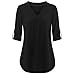 Produktbild Yvelands Damen Oberteile Long Sleeve Roll-up Top Casual V Neck Layered Shirt Blouses