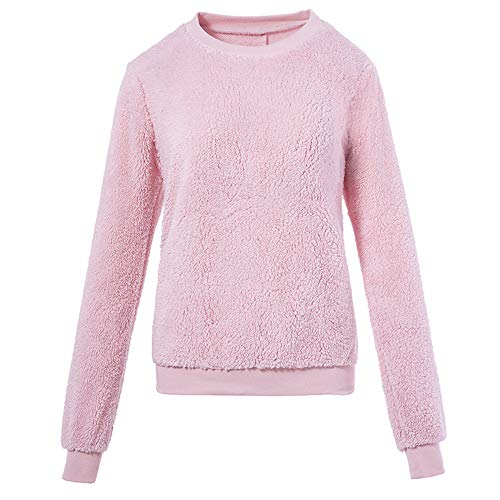 Preisvergleich Produktbild Damen Casual Plüsch Sweatshirt Sonnena Mode Rundhals Nachahmung Lammfell Pullover Kapuzenpulli Tops Bluse Frauen Schöne Große Größe Pullover Oberteile Freizeit Langarmshirt