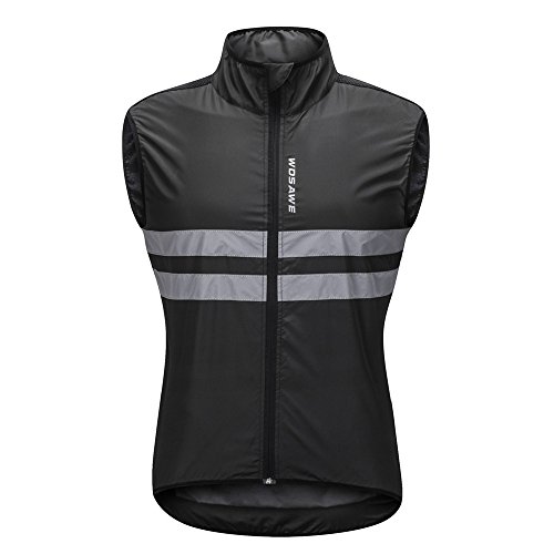 WOSAWE Veste Haute visibilité Hommes Coupe-Vent Ultraléger Respirant Gilet Réfléchissant avec Poches pour Course à Pied ou Vélo