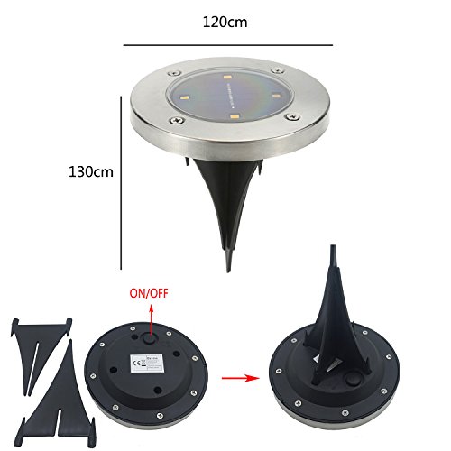 2 Stück Keine Verkabelung große Solarleuchte für Außenleuchte Wasserdicht 4 LED 40LM Pfad Garten Landschaft Spike Beleuchtung für Hof Auffahrt Rasen Weiß (12 cm breit) - 2