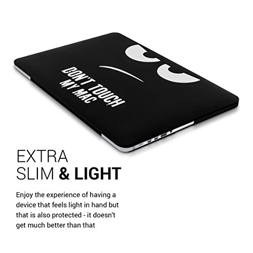 kwmobile Hardcase Laptop Hülle für Apple MacBook Pro Retina 13″ (ab Ende 2012) – Don’t touch my Mac Design Weiß Schwarz dünne gummierte Schutzhülle Cover Case Tasche - 4