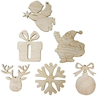 Comensal USK107 Wooden 6 Piece Wooden Christmas Ornament, 11 x 1 x 11 cm