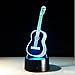 Produktbild DENGS 3D Illusion Nachtlicht Gitarrenform 7 Farben ändern USB-Stromversorgung Illusion Lampe Kreativ Haus Dekoration Geschenkideen für Kinder, Bild Farbe
