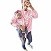 Produktbild Mom & Kind Pullover, DoraMe Baby Jungen Mädchen Lange ärmel Sweatershirt Familie Kleidung LOVE Drucken Bluse Lässig O-Ausschnitt T-shirt (Mom - Rosa, L)