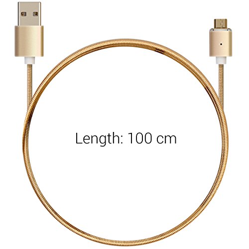 kwmobile Magnetisches Micro USB Ladekabel - 1m Nylon Micro-USB auf USB A Magnet Datenkabel Gold - USB-Kabel fÃ¼r Smartphone Tablet Powerbank Navi