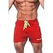 Produktbild ZHANSANFM Herren Badeshort Unifarben Beachshorts Classics Sommer Boardshorts Badehose Elastischer Bund mit Zugband Strandshorts Outdoor Urlaub Retro Basic Casual Shorts (M, rot)
