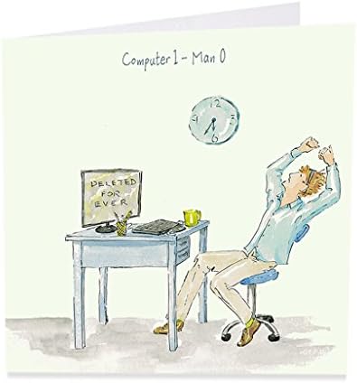 Funny Computer Greeting Card - Computer 1 - Man 0 - Art Beat