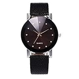 Yuwegr Mode Klassisch Damen Uhr Analog Quarz mit Lederband Elegante Casual Einfach Design Armbanduhr für Frauen