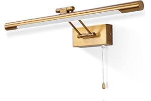 ‎LANMOU LANMOU 3000K LED Spiegelleuchte Badezimmer Wandlampe Retro Messing Mit Schalter, IP44 Bad Spiegellampe Dimmbar Badleuchte Vintage Spiegelschrank Lampe, Verstellbar Bilderleuchte,40cm/8w