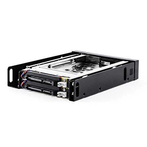 CSL 8,9cm (3,5″) Dual Wechselrahmen/ Mobile Rack für 2x 6,4cm (2,5″) Festplatten | SATA I/II/III und SSD-fähig| Hot Plug Funktion | kompatibel für bis zu 2x Festplatten in 2,5″ (6,4cm) | Farbe: schwarz/silber - 2