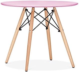 Eames Inspired DSW Pastel Pink Kids Round Dining Table - Diameter 60cm 60cm Diameter Pink