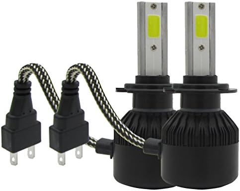 TXVSO8 72W H7 Replacement Car LED Headlight Conversion Kits 7600LM 6000K White Lamps, 36W/Bulb, COB Chips, 2 Yr Warranty