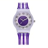 PLOT Damen Quarzuhr Mit Silikon Uhrenband | 2018 Hot Sale | Modisch Transparent | Armbanduhren Für Frauen | Geschenke Für Frauen | Einstellbar Uhrenband | Quarzwerk | Dekoration (Lila)