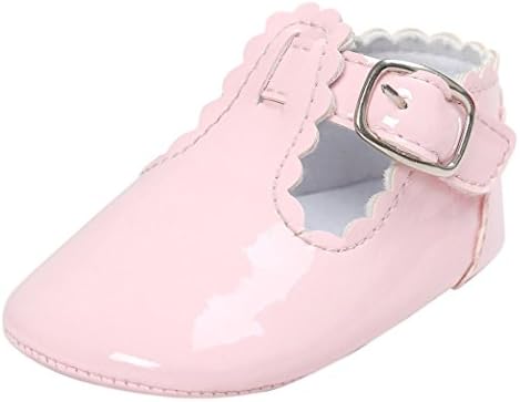 Infant Shoes with Buckle Baby Letter Princess Soft Sole Shoes Toddler Sneakers Casual Newborn Girl Boys First Walking (Age 12~18 Month, Pink)