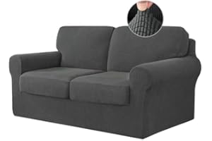 BXFUL Copridivano con Schienali Separati E Cuscini Seduta, Copridivano Antiscivolo con Fascia Elastica, Proteggi Mobili Jacquard Elasticizzato (2 Seater(145-178cm),Grigio scuro)