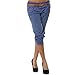 Produktbild Banbian Damen Capri 3/4 Hose Kurze Sommer Shorts Capri Hose Lässige Latzhose Chino Hose Einfarbig Hose (XXL, Blau)