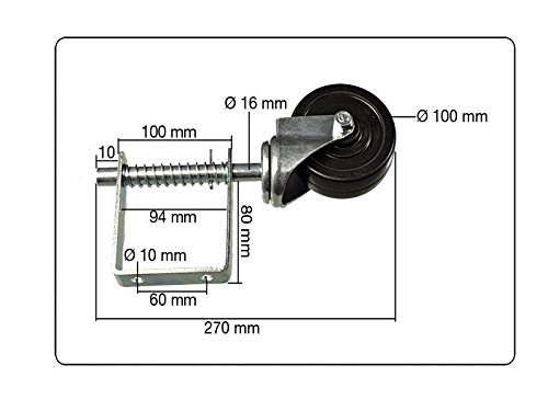 2 Stück Gefederte Laufrolle für Schiebetore 100 mm 57 kg Tragkraft - 2