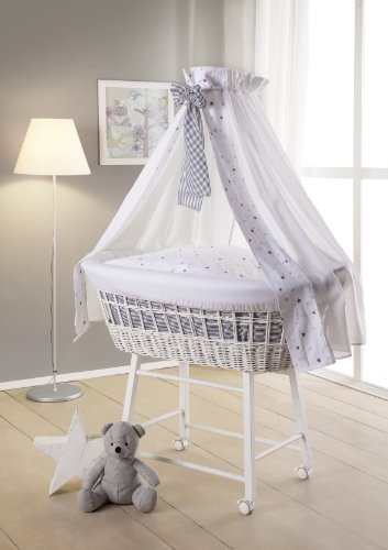 Preisvergleich Produktbild Schardt 098250002 1 / 679 Stubenwagen Lotta, inklusive textiler Ausstattung sternchen, grau