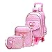 Produktbild Schulrucksack Mädchen Teenager - Kinder Trolley Schultasche 3 Stück Set mit Handtasche Lunch Tasche Sechs Räder PU-Haut Wasserdichte Laptoptasche Rucksack besbomig
