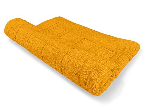 hochwertige Bio-Handtuchserie – erhältlich in 19 trendigen Unifarben oder 7 Streifen – in 7 verschiedenen Größen, 2er-Pack Badvorleger 50 x 80 cm, mangogelb - 5