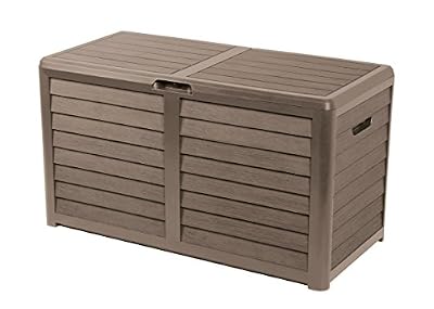 EDA Plastiques Coffre de jardin résine Baya brun taupe, l.117 x H.65 x P.55 cm